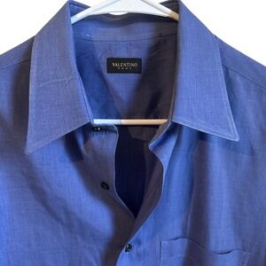 Valentino Blue‎ Button Down Men's Long sleeve Shirt Size 17" Neck, 43" Chest XL